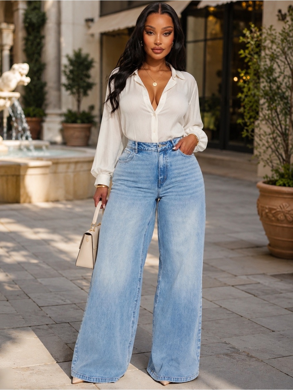 Fashion Nova Denim Jeans With Suprise Back Bow